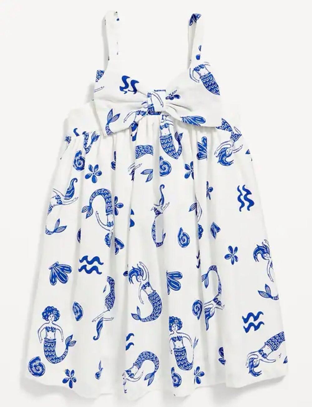 Old Navy Mermaid Textured Bow Tie Dress Toddler Girls 2T Linen Blend Sleeveless - Picture 1 of 8